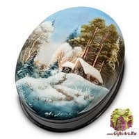 ШК-10/14 Шкатулка  &quot;Русская зима 9,5х11,5&quot; исп. Павлов - Вариант A