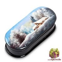 ШК-10/10 Шкатулка  &quot;Зимний пейзаж&quot; Гусак - Вариант A