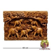 17-003 Панно резное  &quot;Пять слонов - символ мудрости&quot;