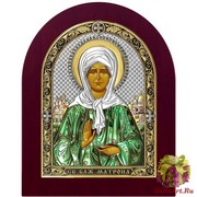 Икона освященная &quot;Матрона Московская&quot;, дерево, серебро 925, 16.5x20 см