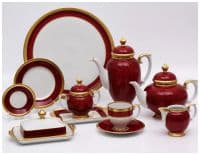 Чайный сервиз Пассион Рубиновый Passion Weimar Porcelain на 12 персон 55 предметов. Эксклюзивный фарфор