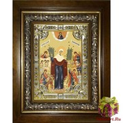 Икона освященная &quot;Всех скорбящих Радость икона Божией Матери&quot;, 18x24 см, со стразами, в деревянном киоте 24x30 см, 24x30 см