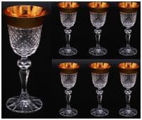 Набор 6 рюмок для водки 60 мл. Хрусталь с золочением. Чешский хрусталь