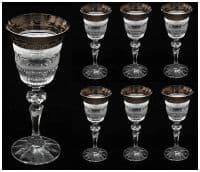 Набор 6 рюмок для водки 60 мл. Хрусталь с платиновым декором. Чешский хрусталь