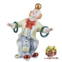 Клоун жонглёр-трюкач фарфоровая статуэтка. Высота 22 см