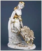 Цветочница Фарфоровая скульптура с кристаллами Swarovski Сваровски. Высота 30 см S.V. SABADIN  Италия