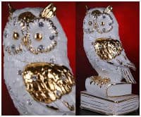 Сова на книгах- символ мудрости. Высота 22 см. Фарфор с кристаллами Swarovski Сваровски. S.V. SABADIN. Италия