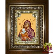 Икона освященная &quot;Акафистная икона Божией Матери&quot;, 18x24 см, со стразами, в деревянном киоте 24x30 см, 24x30 см