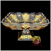 Ваза для фруктов Фруктовница хрустальная с золочением Длина 28 см Ручная работа Чешский хрусталь