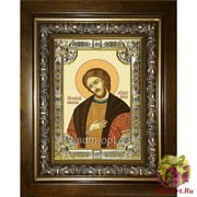 Икона освященная &quot;Александр Невский, благоверный князь&quot;, 18x24 см, со стразами, в деревянном киоте 24x30 см, 24x30 см