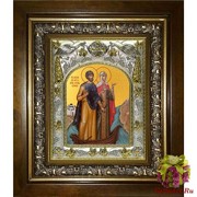 Икона освященная &quot;Петр и Феврония благоверные&quot;, 14x18 см, в деревянном киоте 20x24 см, 20x24 см