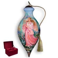 Ёлочная игрушка из стекла NeQwa Ручная роспись &quot;Ангел Надежды&quot; Высота 16,5 см Подарочная упаковка