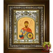 Икона освященная &quot;Феодор Тирон великомученик (Фёдор)&quot;, 14x18 см, в деревянном киоте 20x24 см, 20x24 см