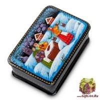 ШК-85/ 3 Шкатулка Палех &quot;По воду-зимой&quot; Серов