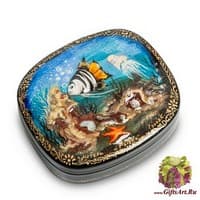 ШК-30/ 5 Шкатулка  Мстера &quot;Рыбка&quot; 8,5,х7,5 Рыбакова О.