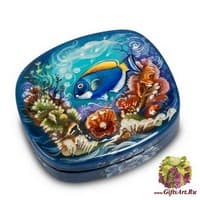 ШК-30/ 6 Шкатулка  Мстера &quot;Рыбка&quot; 8,5,х7,5 Сухов К.