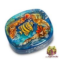 ШК-30/ 7 Шкатулка  Мстера &quot;Рыбка&quot; 8,5,х7,5 Сухов