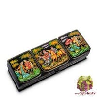 ШК-85/14 Шкатулка Палех &quot;Соколиная охота&quot; 18х6,5