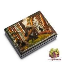 ШК-25/13 Шкатулка  &quot;Утро в сосновом лесу&quot; исп. Лавров