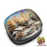 ШК-25/11 Шкатулка  &quot;Зимний пейзаж&quot; исп. Хомин И. - Вариант A