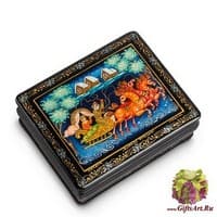 ШК-90/ 1 Шкатулка Мстера &quot;Зимняя тройка&quot; 10,5х8,5 - Вариант A