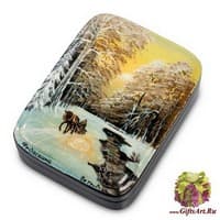 ШК-80/22 Шкатулка &quot;Зимняя дорога&quot; исп. Петрова