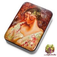 ШК-35/17 Шкатулка  &quot;Девушка с цветком&quot; исп. Зимин А.