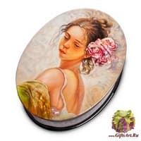 ШК-35/19 Шкатулка  &quot;Девушка с цветком&quot; исп. Зимин А.