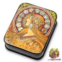 ШК-40/20 Шкатулка &quot;Зодиак&quot; Альфонс Муха мал.&quot; Силантьева