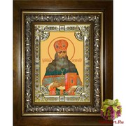 Икона освященная &quot;Сергий Тверской(Сребрянский) ,преподобноисповедник (Сергей)&quot;, 18x24 см, со стразами, в деревянном киоте 24x30 см, 24x30 см