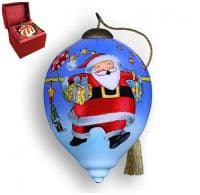 Ёлочная игрушка из стекла NeQwa Ручная роспись &quot;Хэй-Хо, Рождество!&quot; Высота 8 см Подарочная упаковка