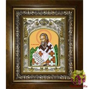 Икона освященная &quot;Мирон Чудотворец, епископ Критский, святитель&quot;, 14x18 см, в деревянном киоте 20x24 см, 20x24 см