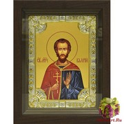 Икона освященная &quot;Валерий Мелитинский мученик&quot;, 18x24 см, со стразами, в деревянном киоте 24x30 см, 24x30 см