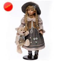 Коллекционная фарфоровая кукла Вилья с мишкой Тедди Ручная работа Высота 65 см. Ограниченный выпуск 999 штук Германия RF-COLLECTION