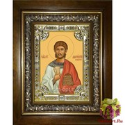 Икона освященная &quot;Лаврентий Римский архидиакон мученик&quot;, 18x24 см, со стразами, в деревянном киоте 24x30 см, 24x30 см