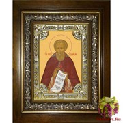 Икона освященная &quot;Сергий (Сергей) Радонежский преподобный&quot;, 18x24 см, со стразами, в деревянном киоте 24x30 см, 24x30 см