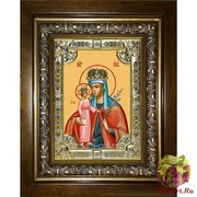 Икона освященная &quot;Неувядаемый цвет икона Божией Матери&quot;, 18x24 см, со стразами, в деревянном киоте 24x30 см, 24x30 см