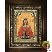 Икона освященная &quot;Варвара великомученица&quot;, 18x24 см, со стразами, в деревянном киоте 24x30 см, 24x30 см
