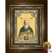 Икона освященная &quot;Иоанн Кронштадский праведный чудотворец (Иван)&quot;, 18x24 см, со стразами, в деревянном киоте 24x30 см, 24x30 см