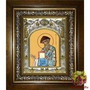Икона освященная &quot;Спиридон Тримифунтский святитель&quot;, 14x18 см, в деревянном киоте 20x24 см, 20x24 см