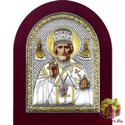 Икона освященная &quot;Николай Чудотворец&quot;, дерево, серебро 925, 20x24.5 см