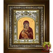Икона освященная &quot;Владимирская икона Божией Матери&quot;, 14x18 см, в деревянном киоте 20x24 см, 20x24 см