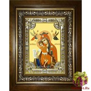 Икона освященная &quot;Достойно Есть(Милующая) икона Божией Матери&quot;, 18x24 см, со стразами, в деревянном киоте 24x30 см, 24x30 см