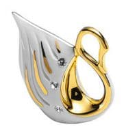 Белый лебедь Фарфоровая скульптура. Высота 6 см. Фарфор с кристаллами Swarovski Сваровски. RG Porcellane Италия