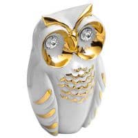 Мудрая Сова Фарфоровая скульптура. Высота 8 см. Фарфор с кристаллами Swarovski Сваровски. RG Porcellane Италия