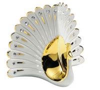 Павлин Фарфоровая скульптура. Высота 8 см. Фарфор с кристаллами Swarovski Сваровски. RG Porcellane Италия