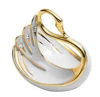 Белый лебедь Фарфоровая скульптура. Высота 10 см. Фарфор с кристаллами Swarovski Сваровски. RG Porcellane Италия