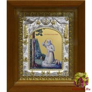 Икона освященная &quot;Серафим Саровский преподобный чудотворец&quot;, 14x18 см, в деревянном киоте 20x24 см, 20x24 см