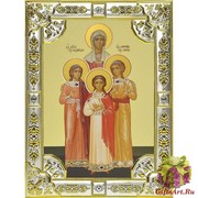 Икона освященная &quot;Вера, Надежда, Любовь и их матерь София мученицы&quot;, 18x24 см, со стразами