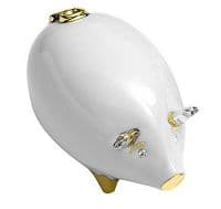 Свинка с кристальными ушками Фарфоровая скульптура. Длина 10 см. Фарфор с кристаллами Swarovski Сваровски. RG Porcellane Италия